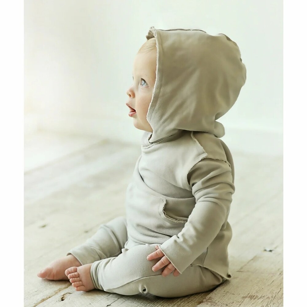 Be Mi Los Angeles Baby Hoodie & Jogger Set Organic French Terry Stone